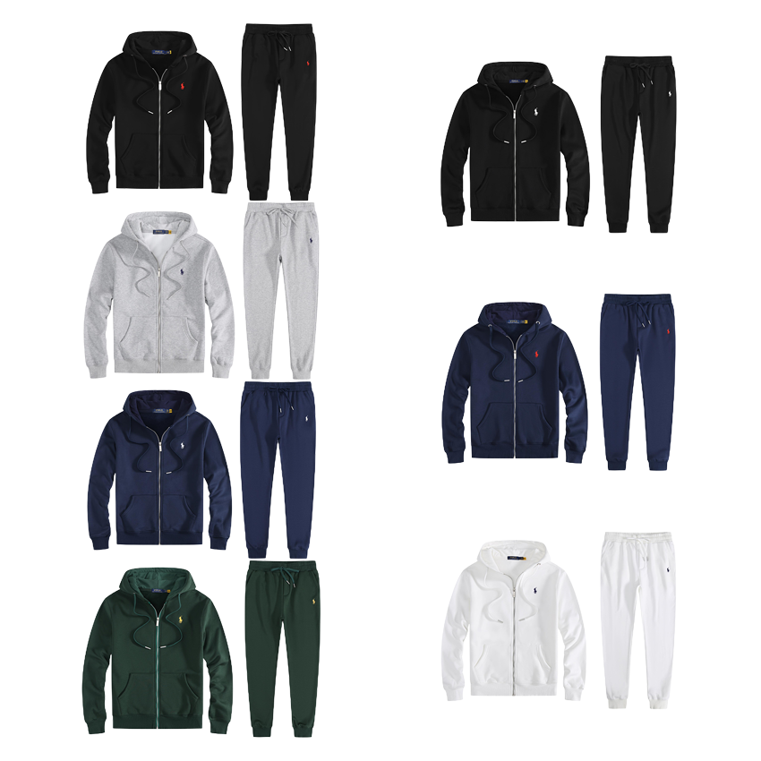 POLO hooded zip-up casual set